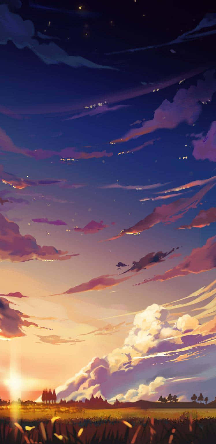 Enjoy The Tranquility Of A Virtual Anime Sunset Background