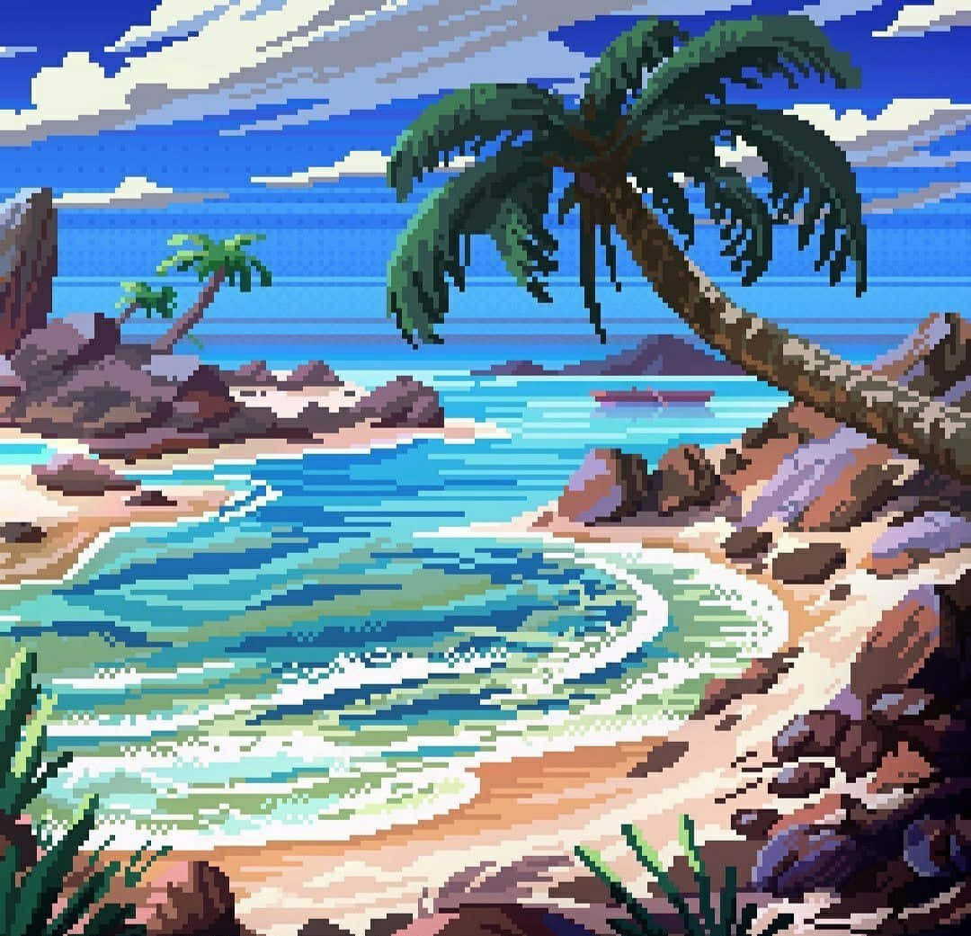 Enjoy The View At Pixel Beach Background