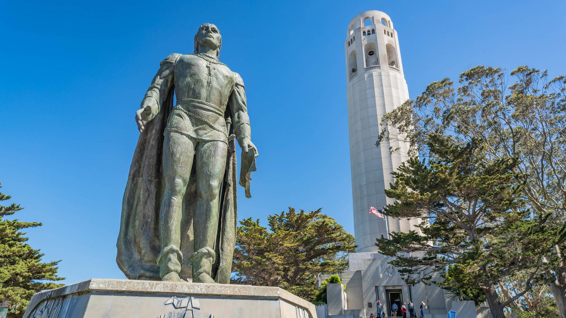 Enjoy The View Of San Francisco From The Base Of Coit Tower Background