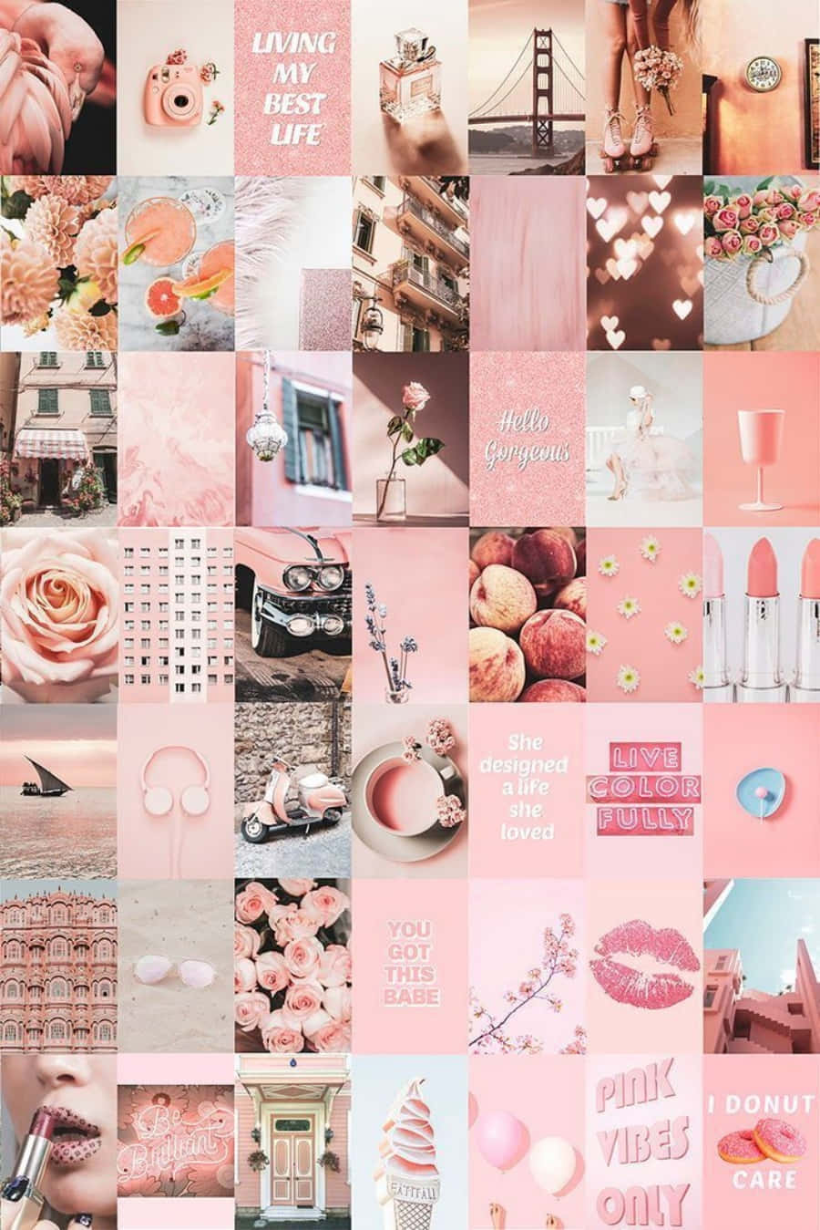 Enjoy This Beautiful Aesthetic Pink Collage To Bring A Little Extra Color And Style To Your World. Background