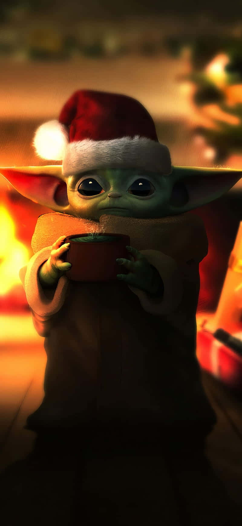 Enjoy Wallpaper Of Cute Baby Yoda On Your Iphone