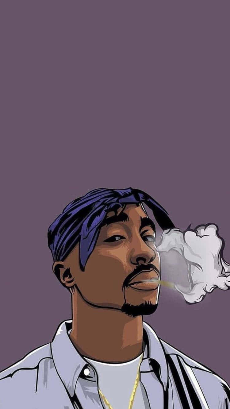 Enjoy Your Favorite Tunes On Your Tupac Themed Iphone Background