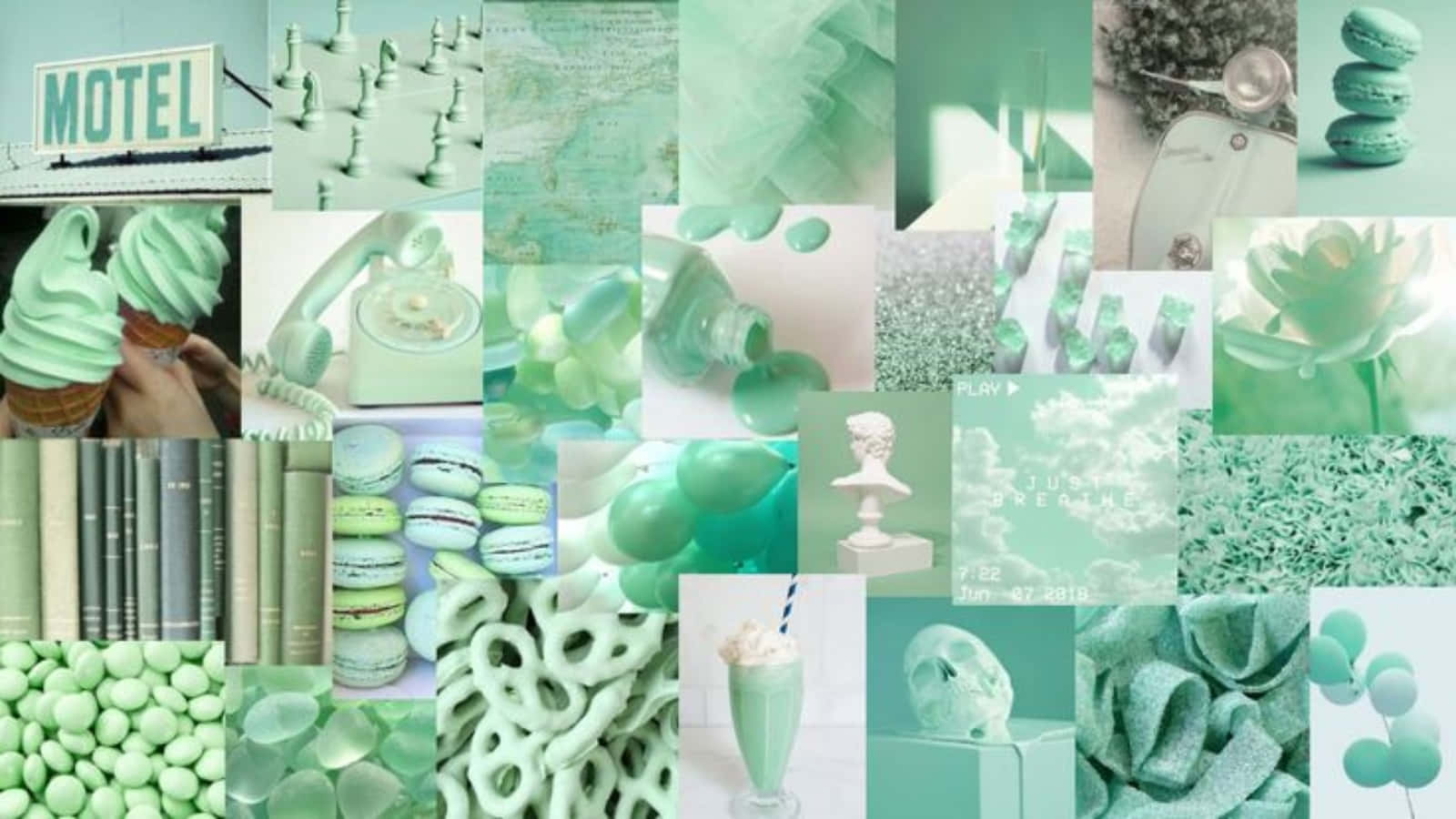 Enjoy Your Working Day With The Pastel Green Aesthetic Desktop! Background