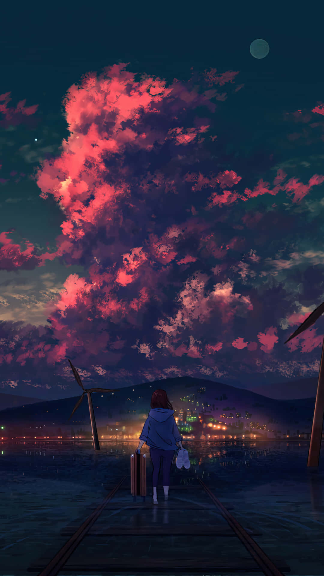 Enjoying A Beautiful Anime Sunset Background