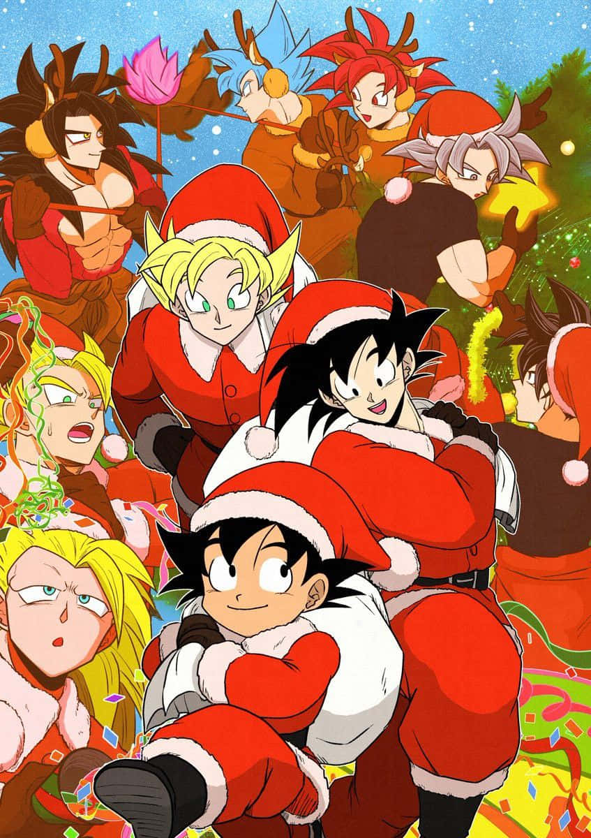 Enjoying A Christmas Movie With Anime Boys Background