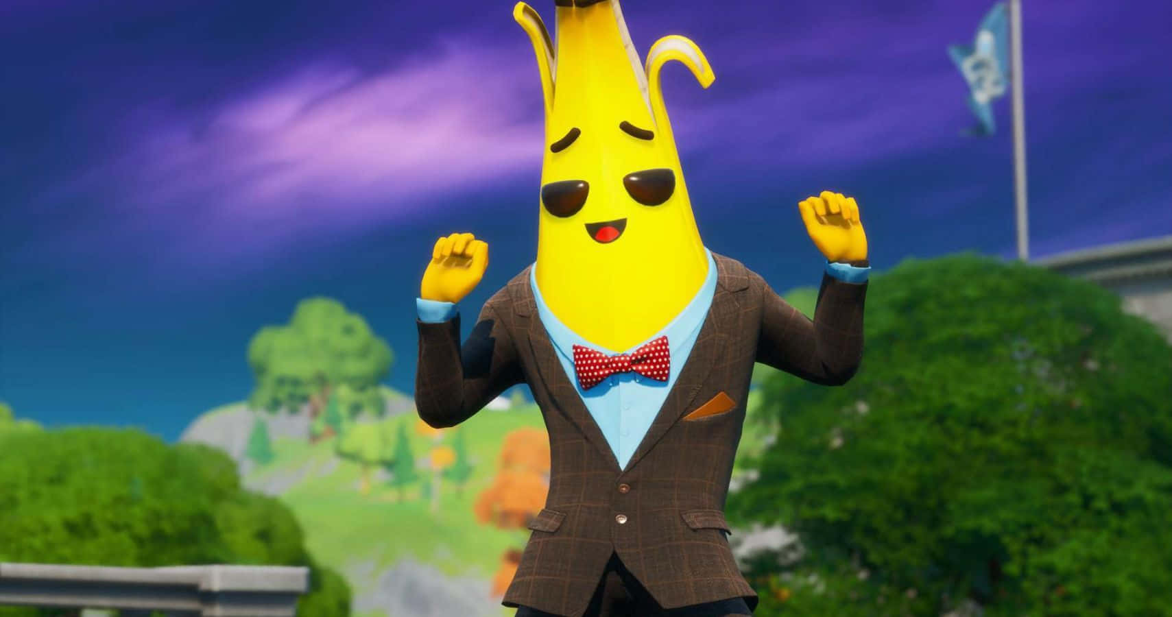 Enjoying A Game Of Fortnite With Peely Background