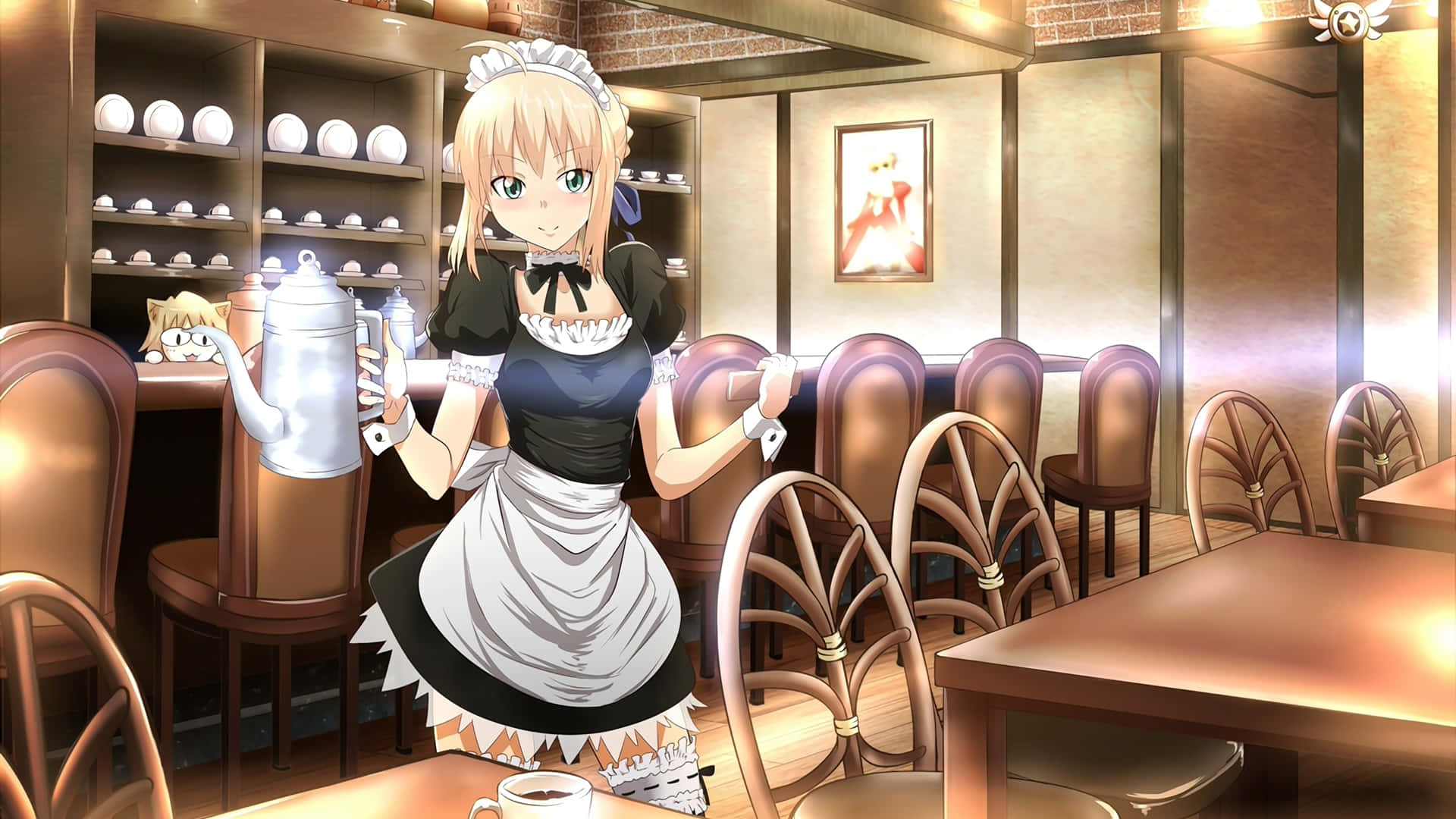 Enjoying A Relaxing Afternoon At Cafe Anime Background