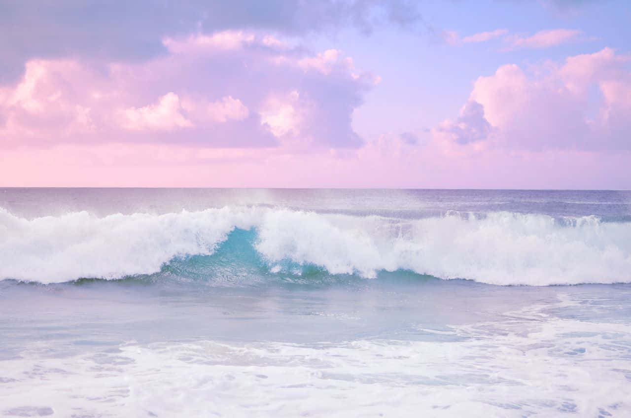 Enjoying A Relaxing Day At A Serene Pastel Beach Background