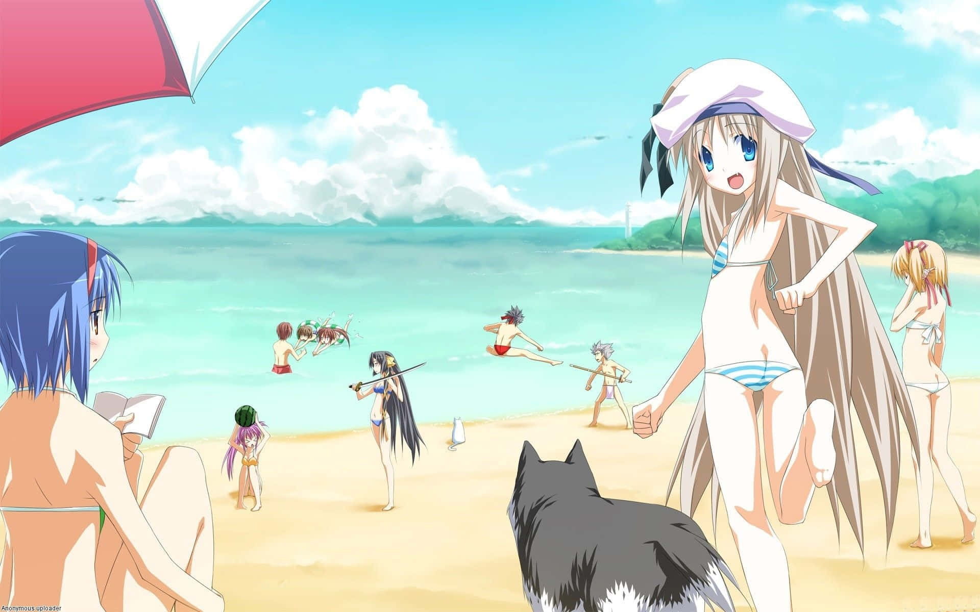 Enjoying A Relaxing Day At The Anime Beach