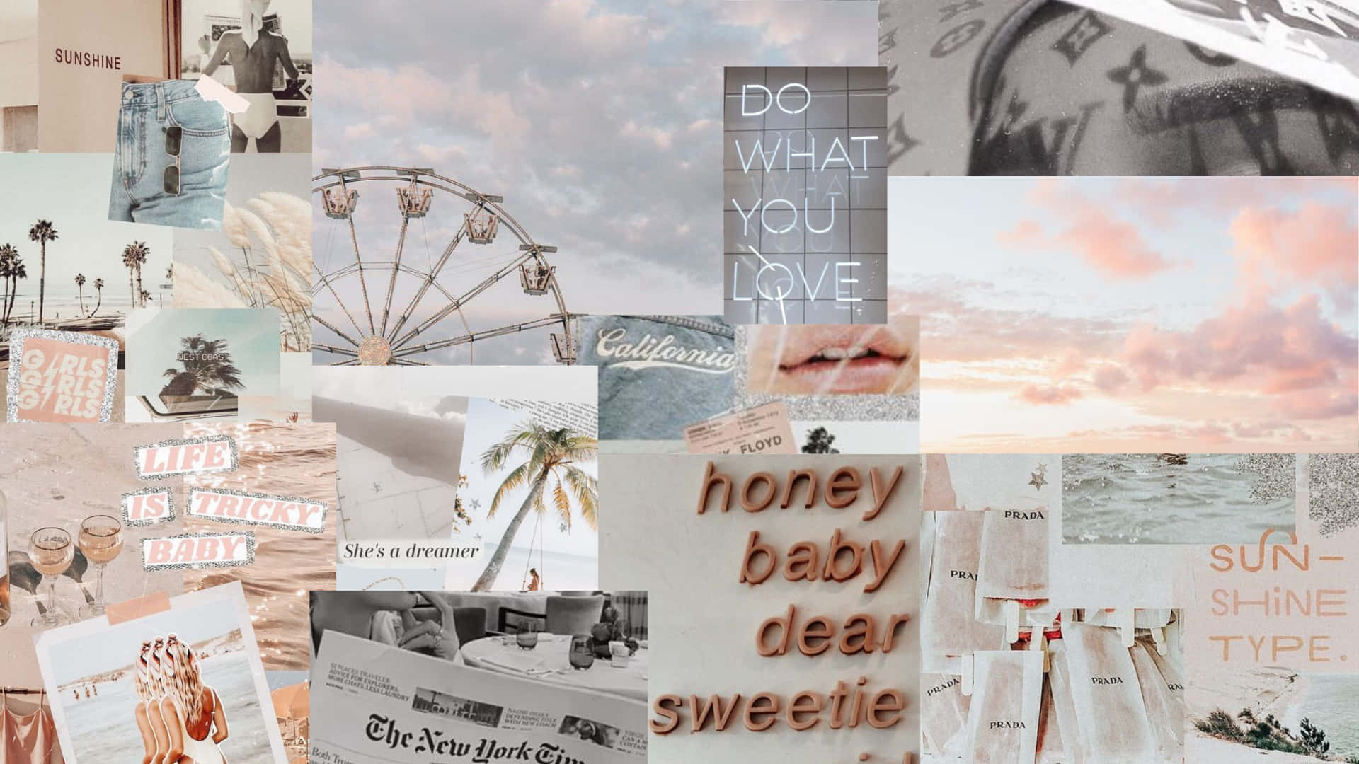Enjoying A Relaxing Summer Day With A Collage Aesthetic Laptop Background