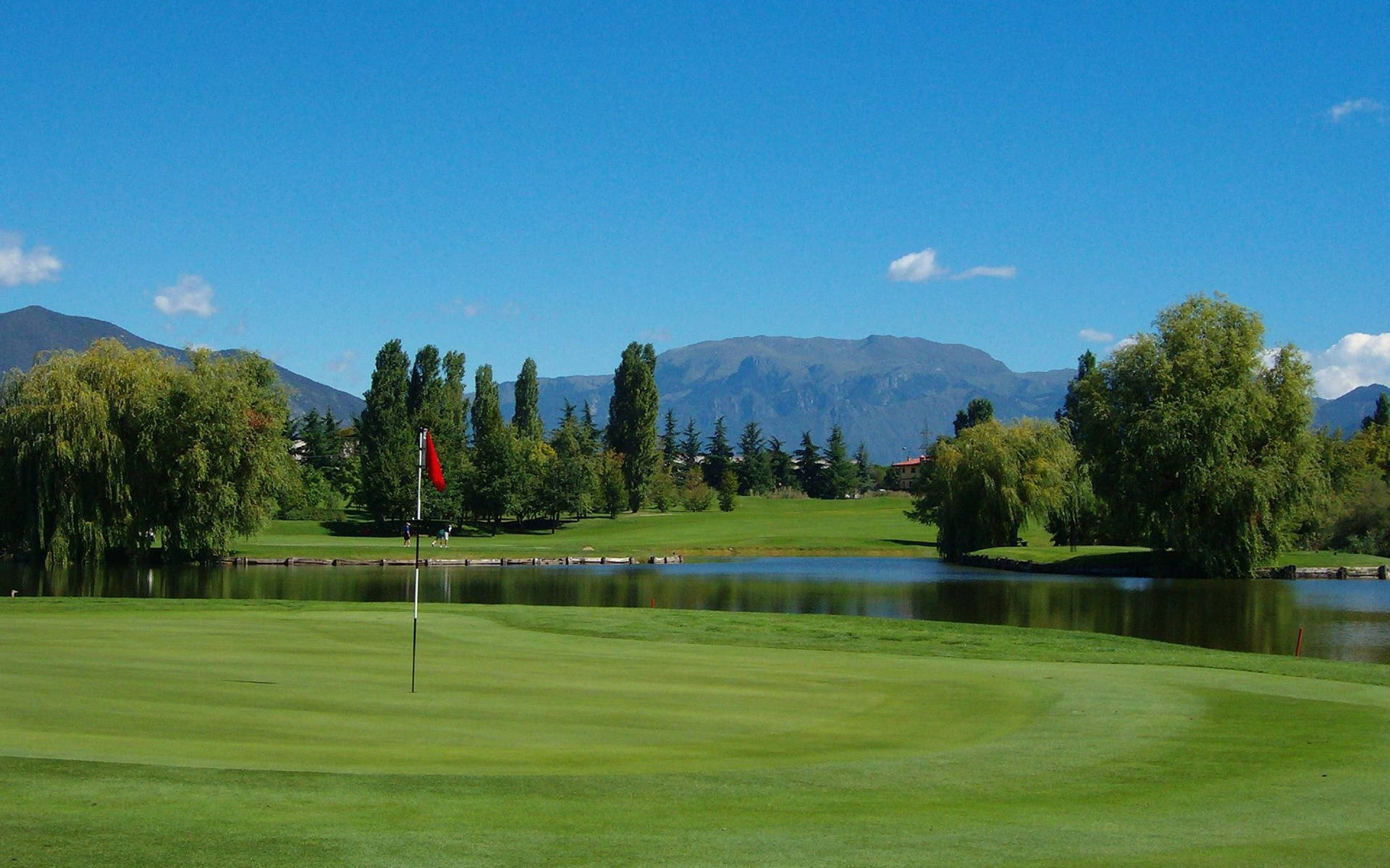 Enjoying A Sunny Day Playing A Round Of Golf Background