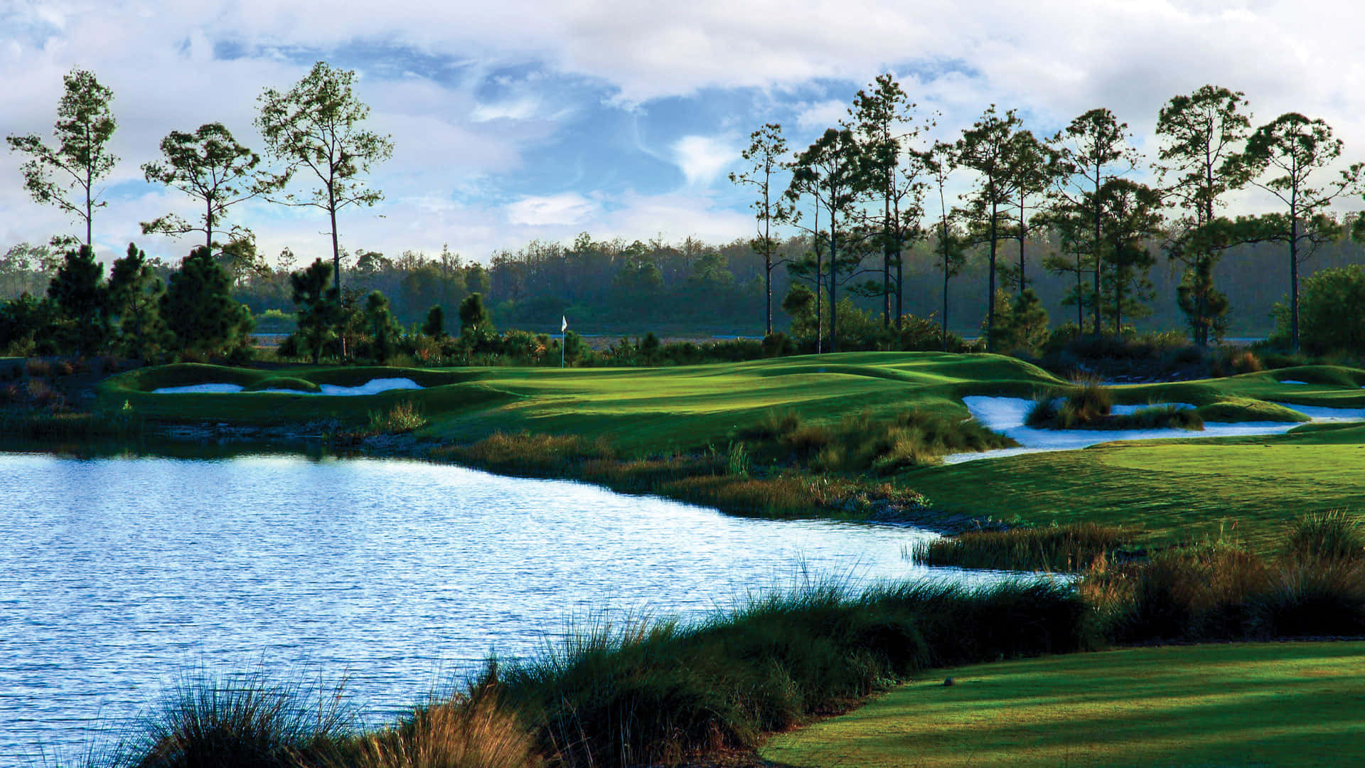 Enjoying Great Swing At Luxury Florida Golf Course Background