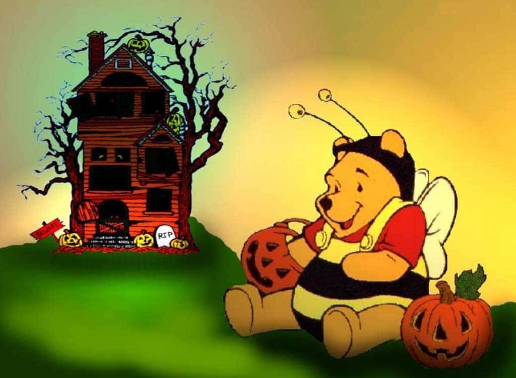 Enjoying Halloween With Winnie The Pooh Background