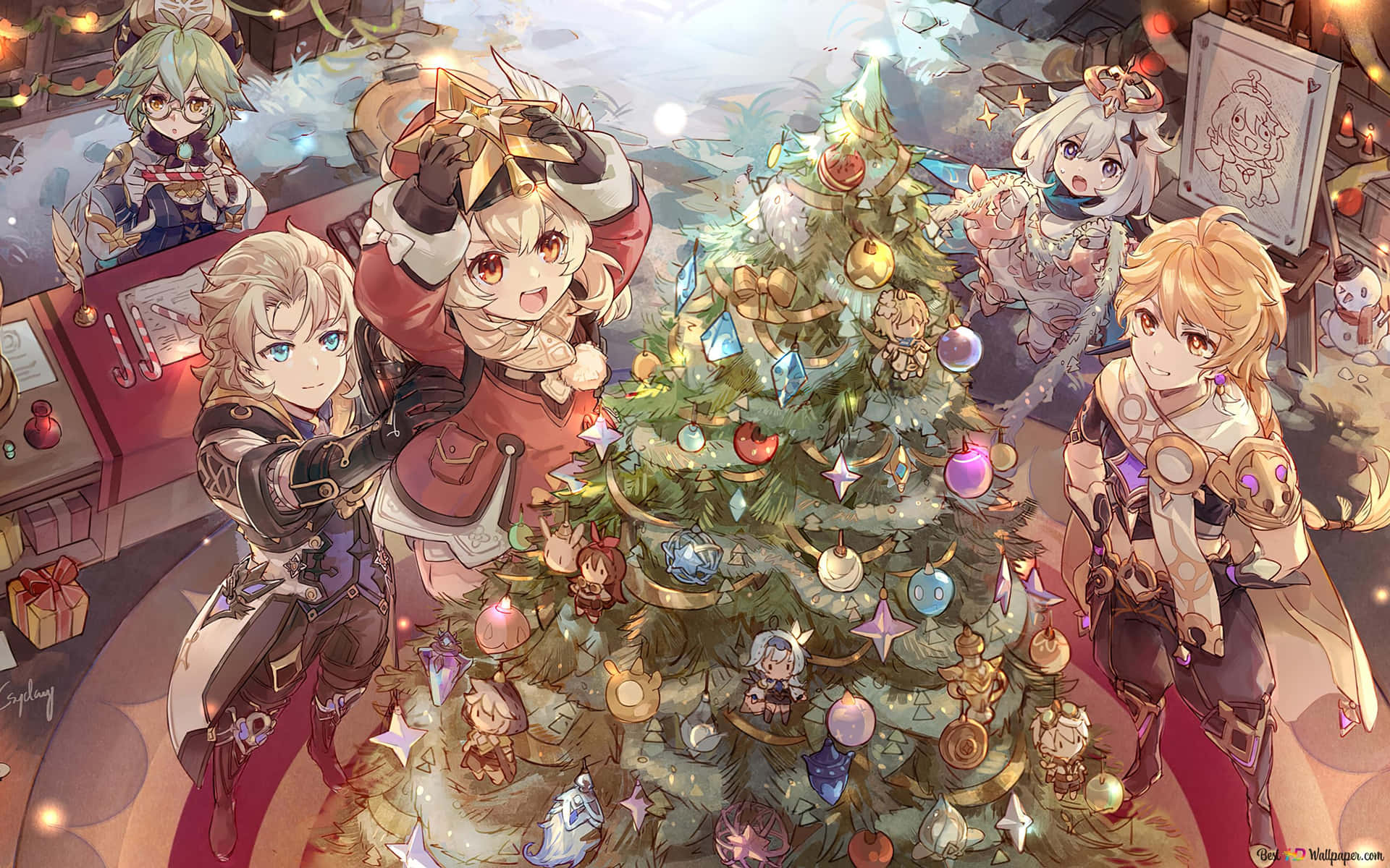 Enjoying Magical Christmas Eve Moment Background