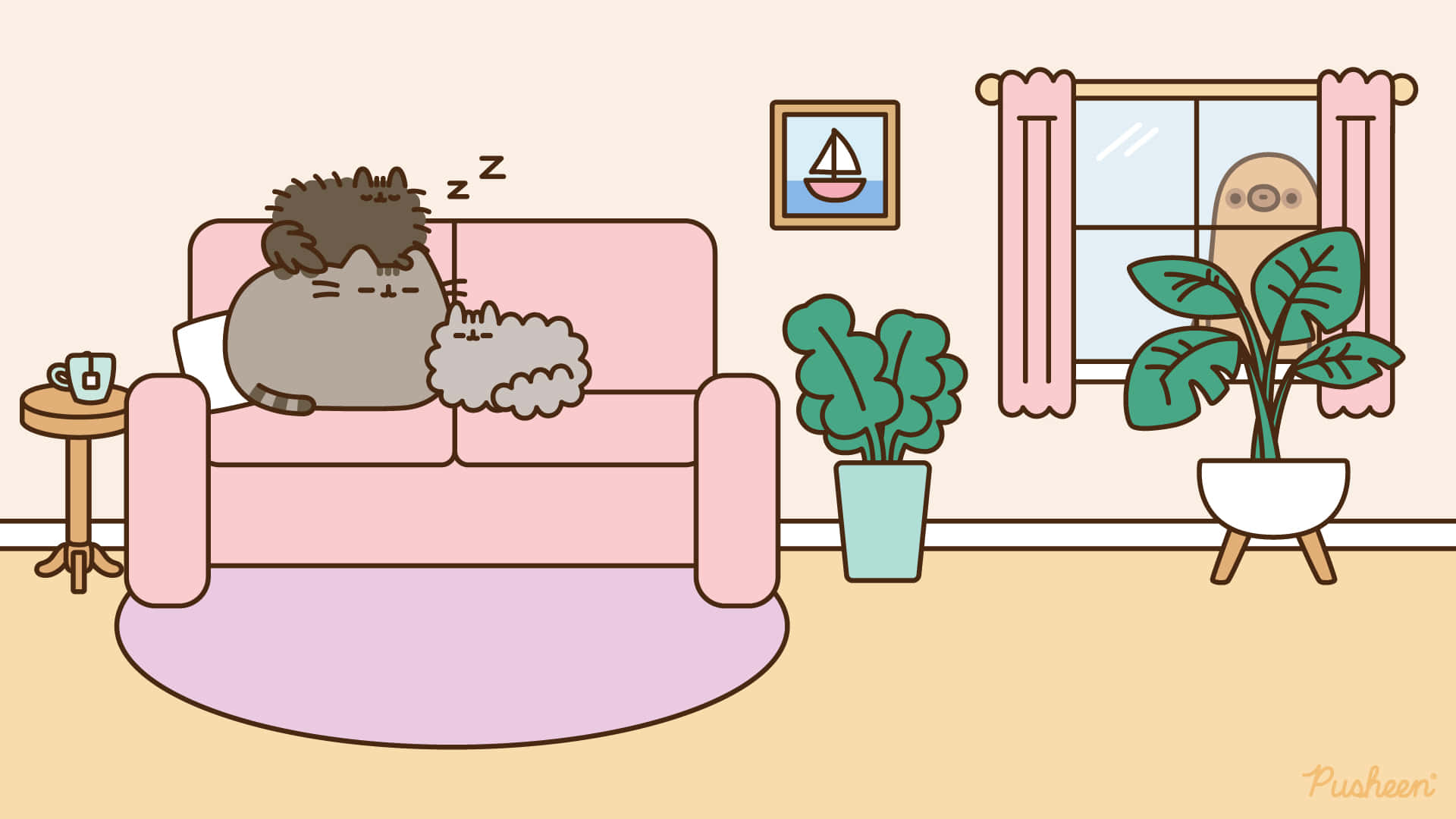 “enjoying Some Computer Time - Pusheen The Cat” Background