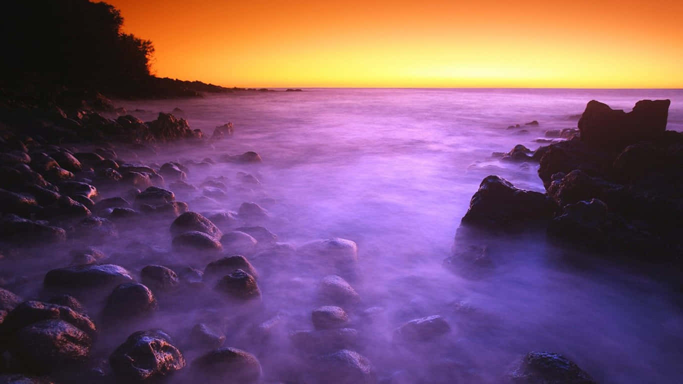 Enjoying The Breathtaking View Of A Hawaiian Sunset Background