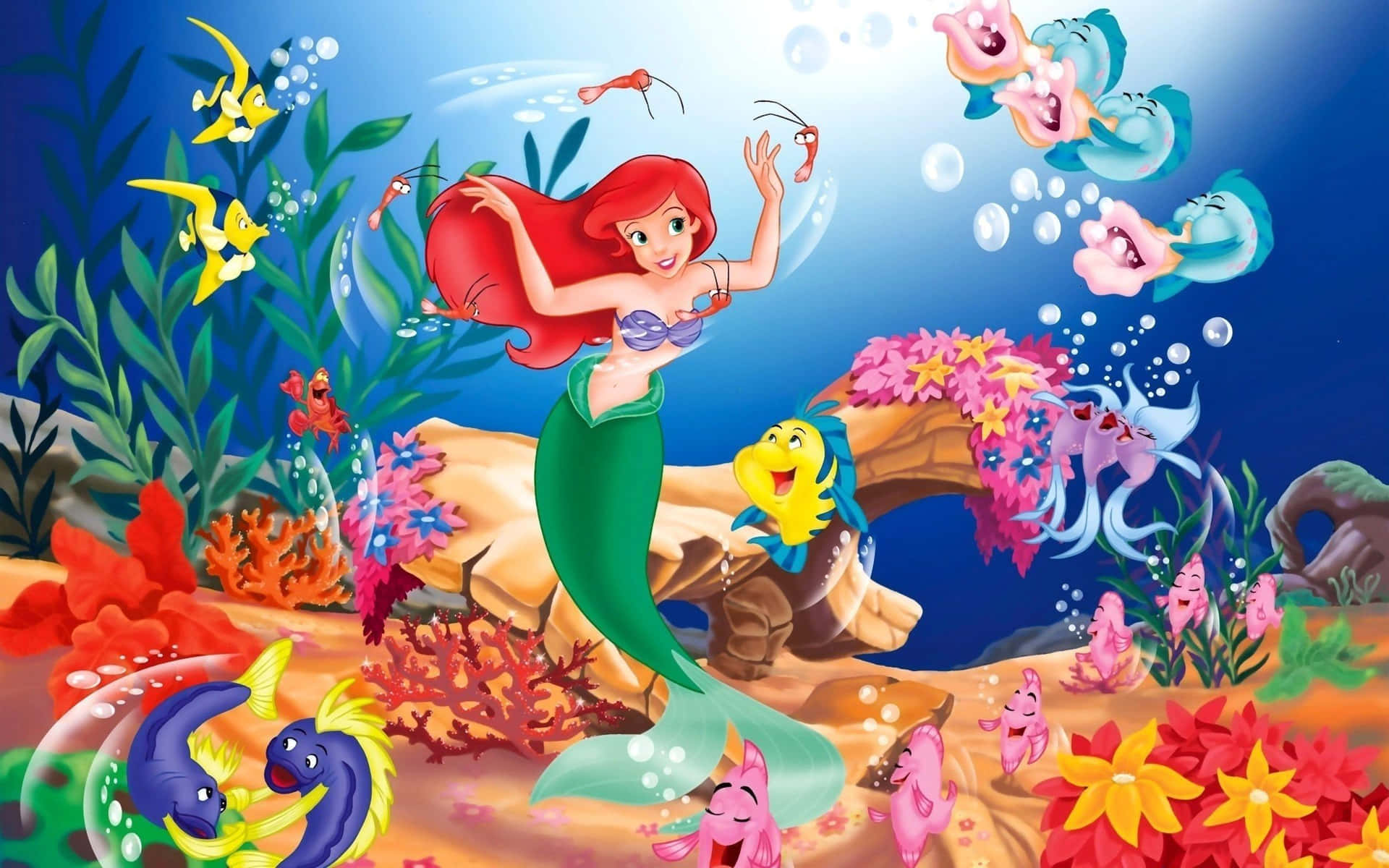 Enjoying The Day Underwater With Her Mermaid Friends