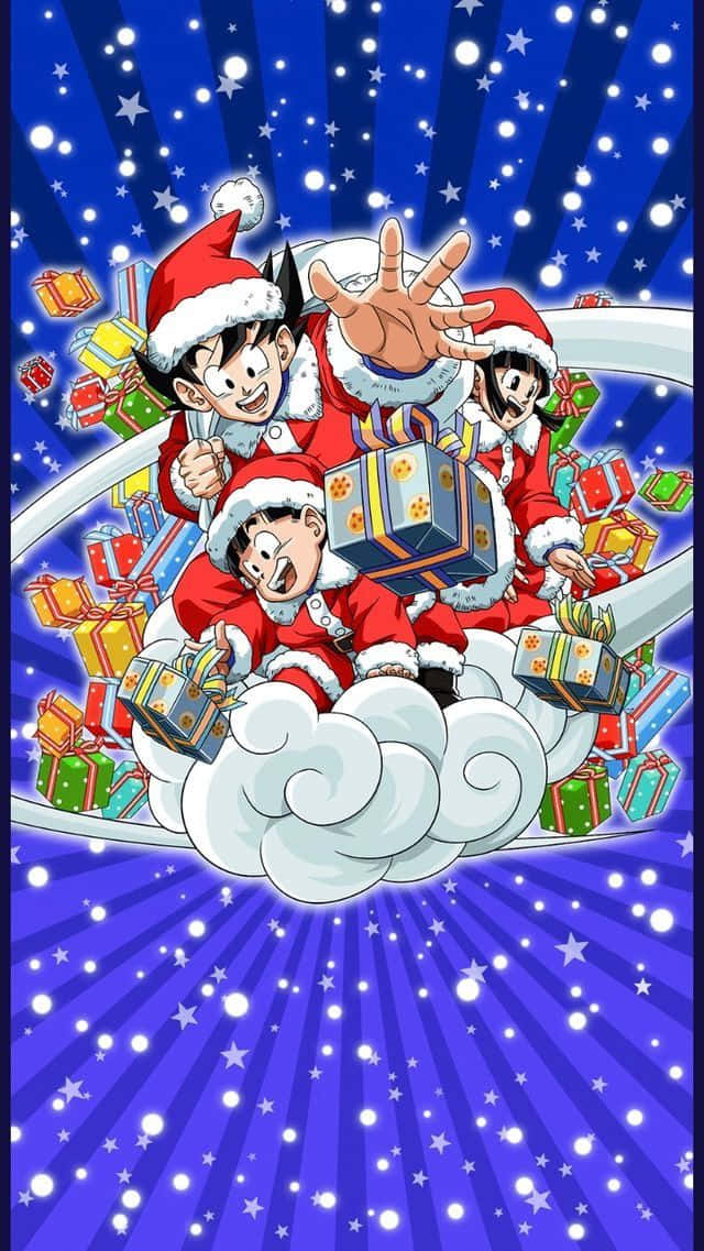 Enjoying The Holidays With Christmas Anime Boys Background