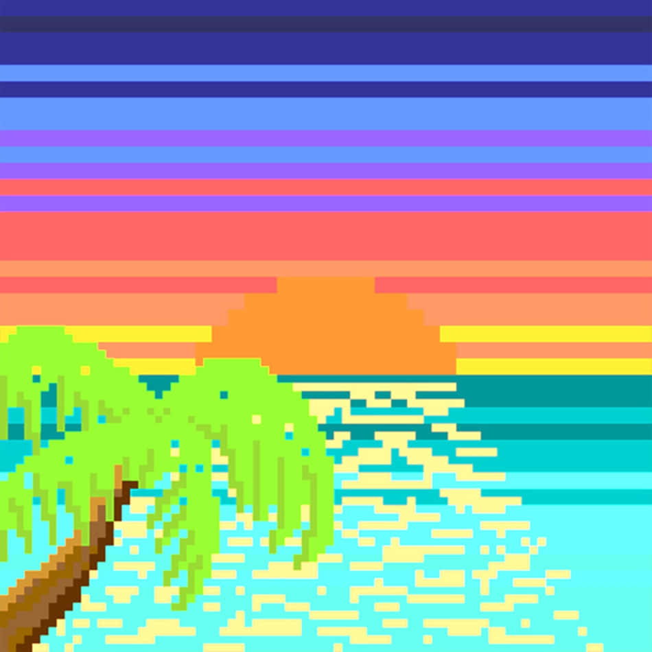 “enjoying The Peaceful Sunrise At Pixel Beach” Background