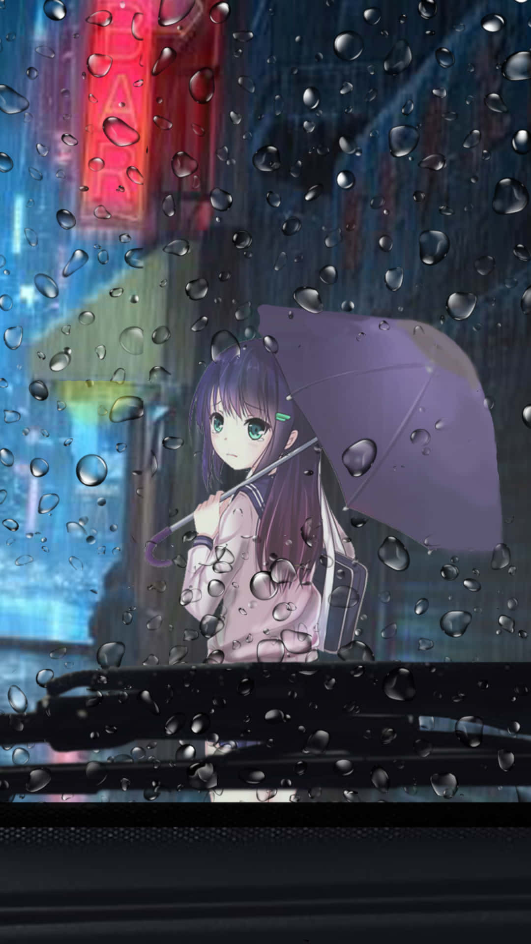 Enjoying The Rain Anime Scene Background