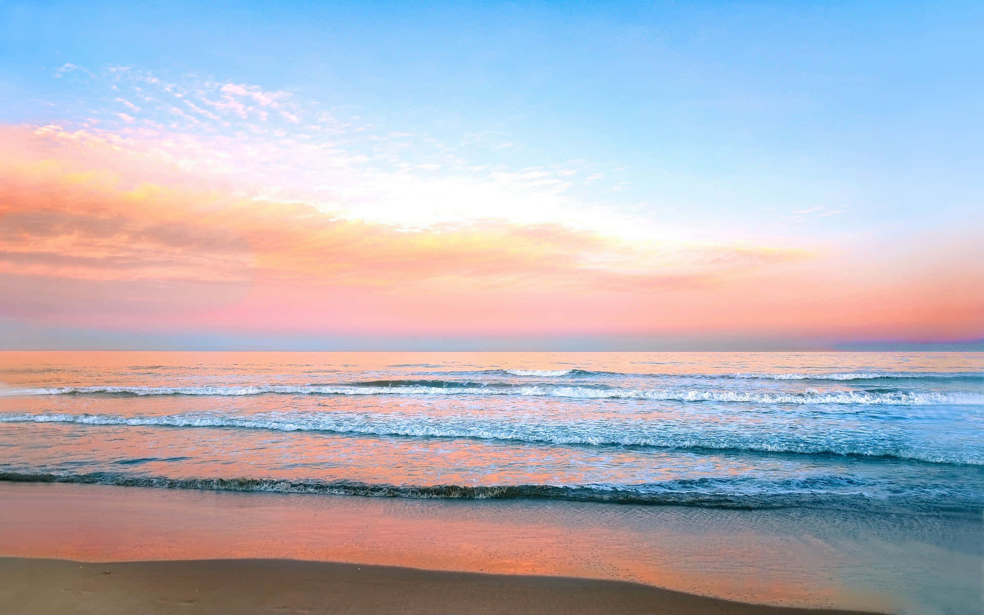 Enjoying The Serenity Of A Picturesque Pastel Beach. Background