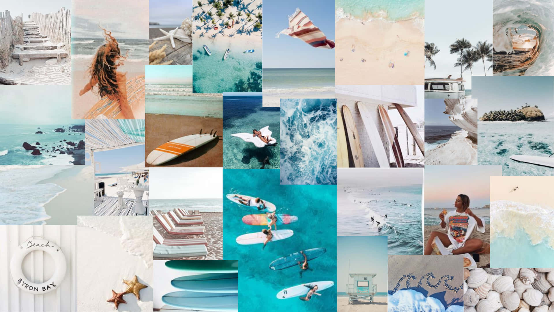 Enjoying The Summer Season While Completing Your Digital Tasks With A Fashionable Collage Aesthetic Laptop. Background