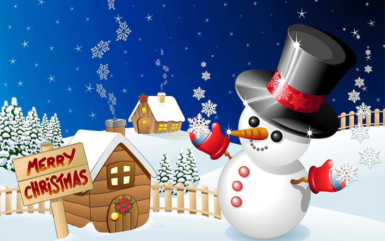 Enjoying The Winter Holidays With A Snowman