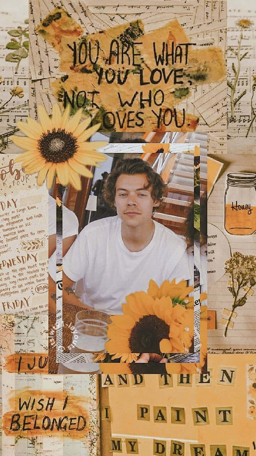 Enjoying Time With Friends - Harry Styles Collage Background