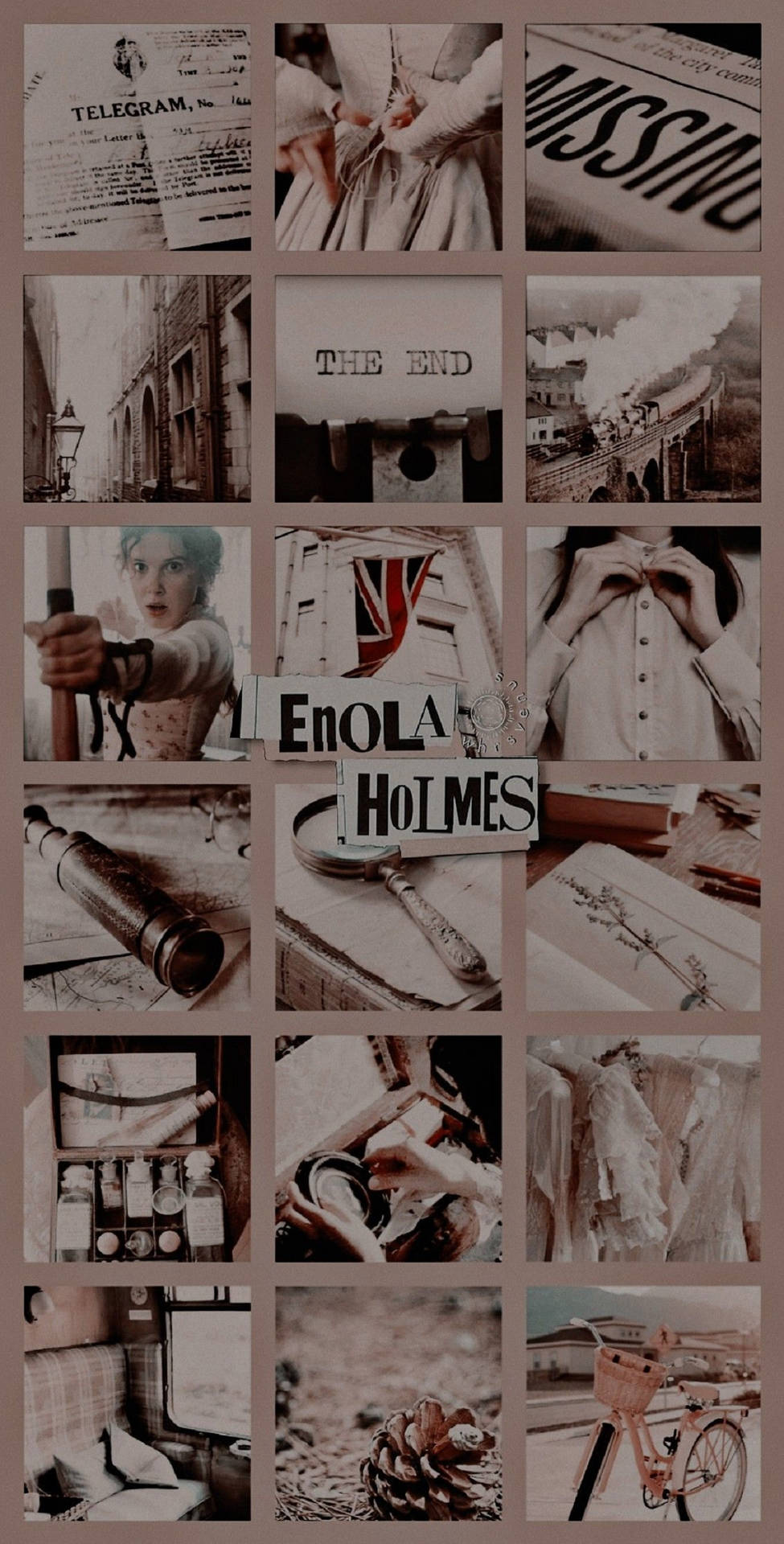 Enola Holmes Brown Aesthetic Collage Background