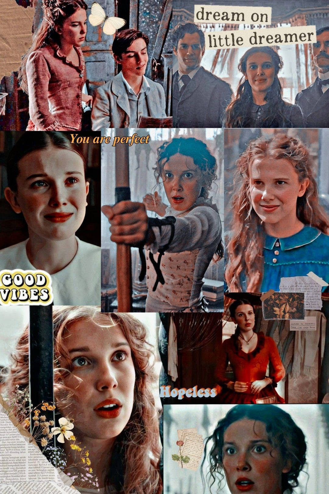Enola Holmes Millie Bobby Collage Background