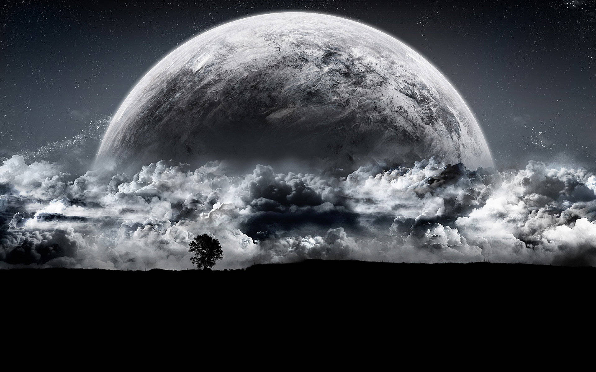 Enormous Planet Grayscale Background