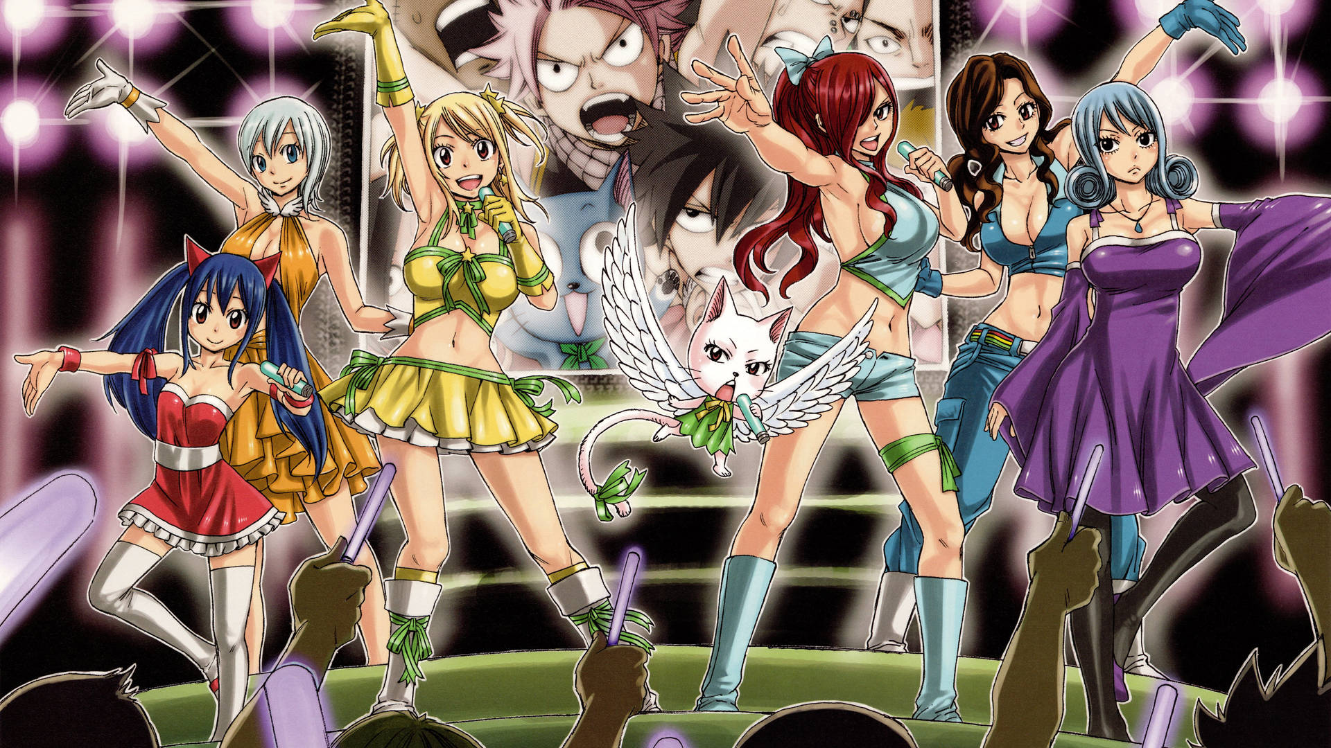Ensemble Cast Of Fairy Tail Female Characters Background