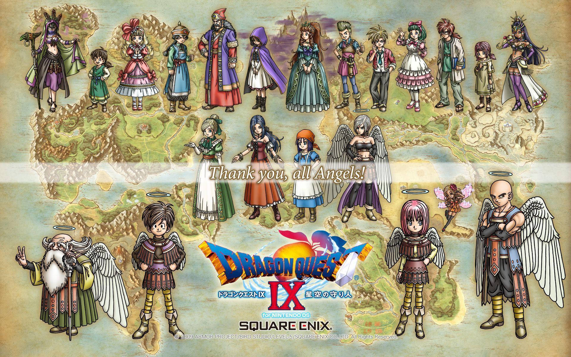 Ensemble Of Heroes From Dragon Quest Ix Background