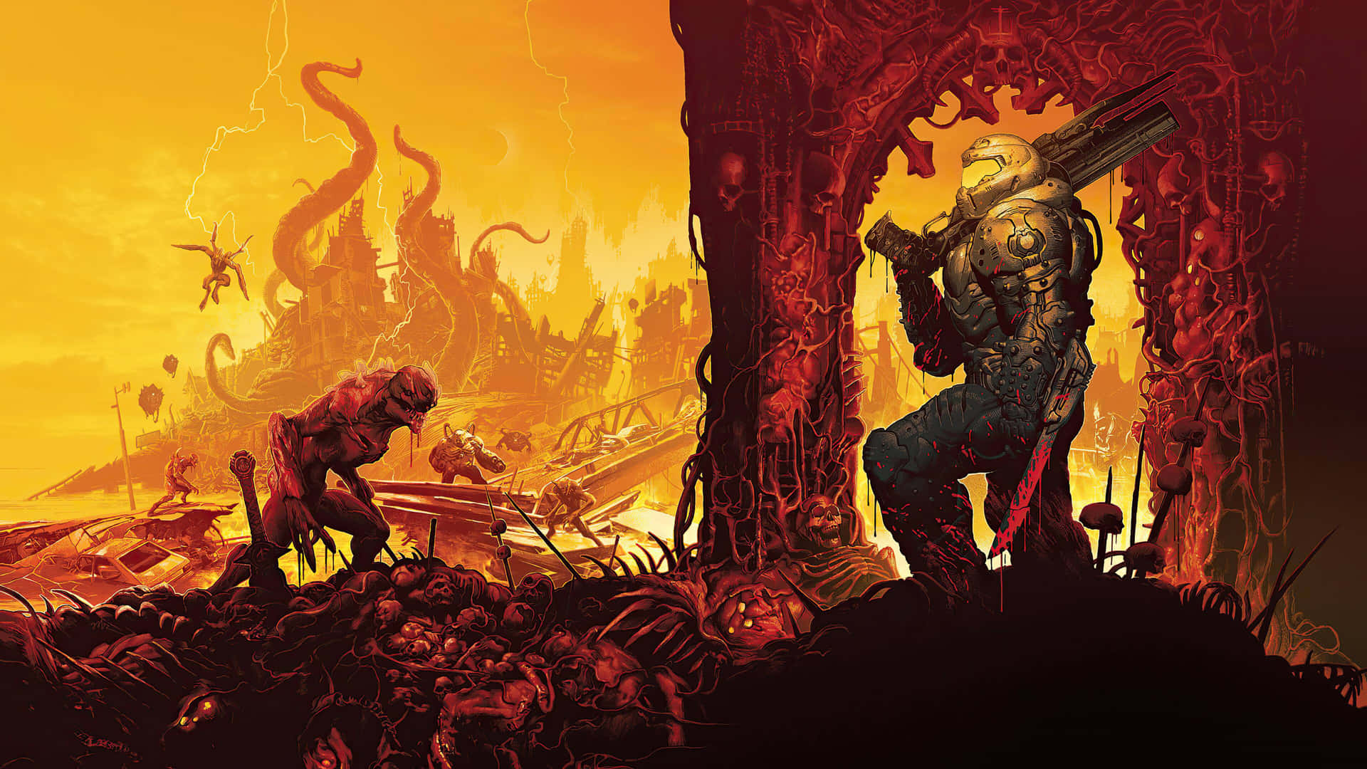Enter The Doom's Dark Maze As The Slayer Background