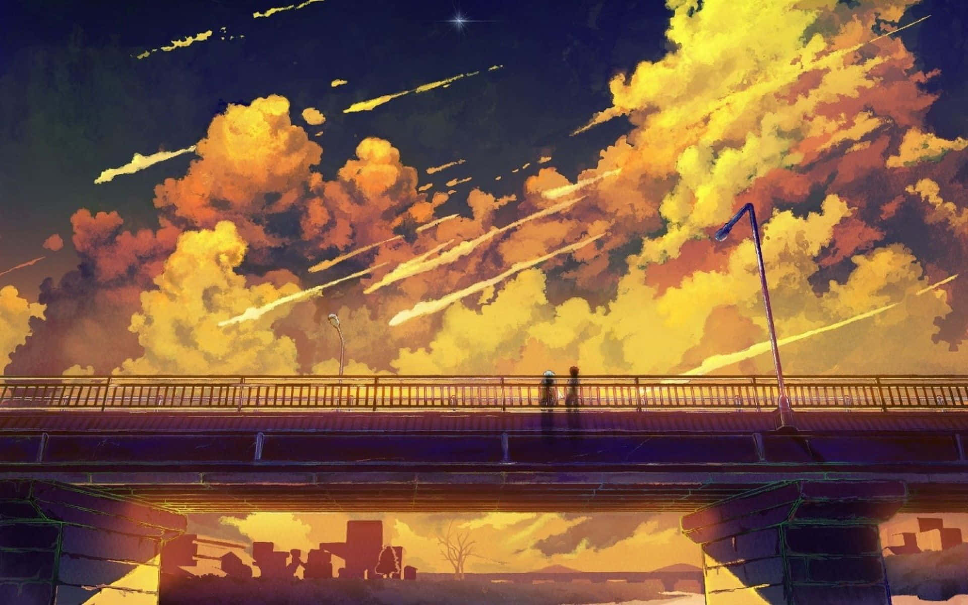 Enter The Fantasy World Of Yellow Anime Background