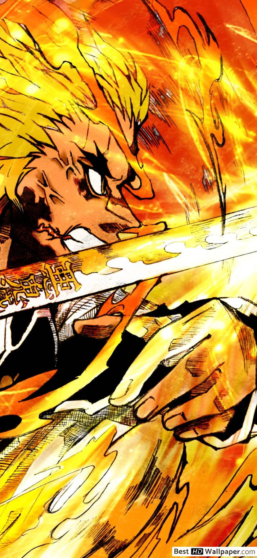 Enter The Flame Of Rengoku Background