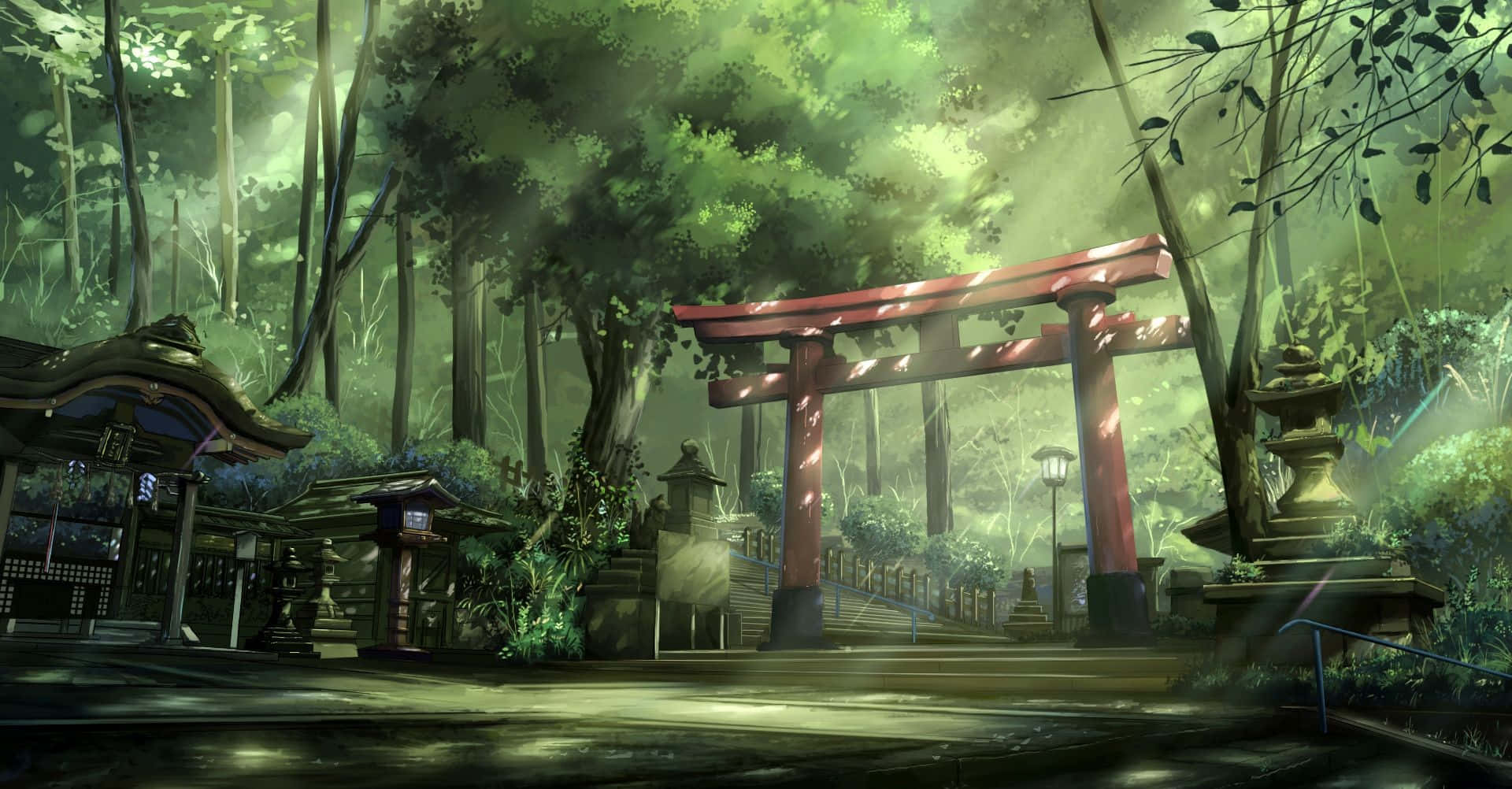 Enter The Mystical Anime Forest Background