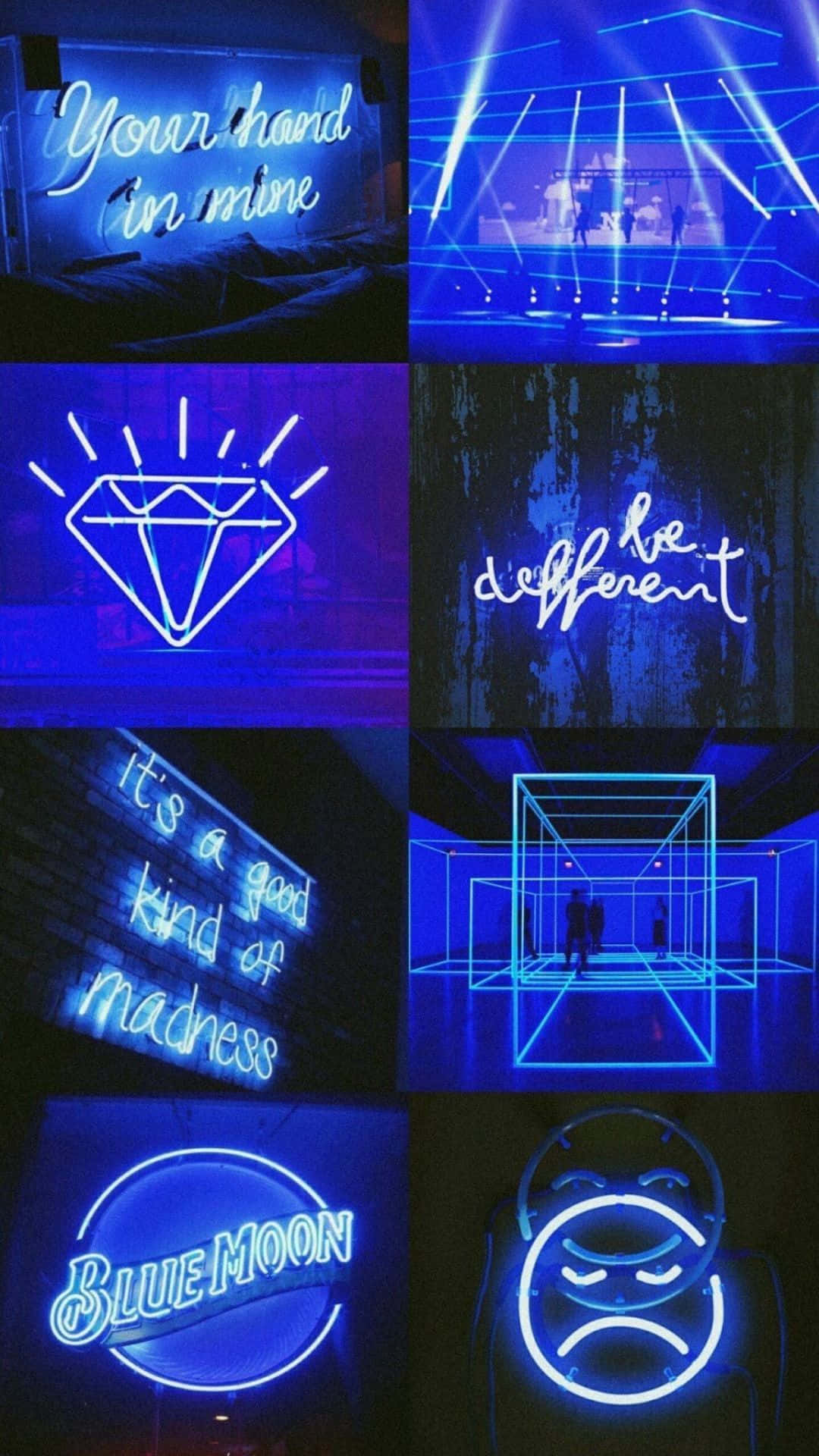 Enter The World Of Vibrant Color With Blue Neon Lights Background