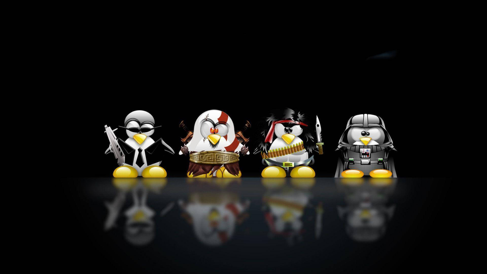 Entertaining Tux Linux Desktop Digital Art Background