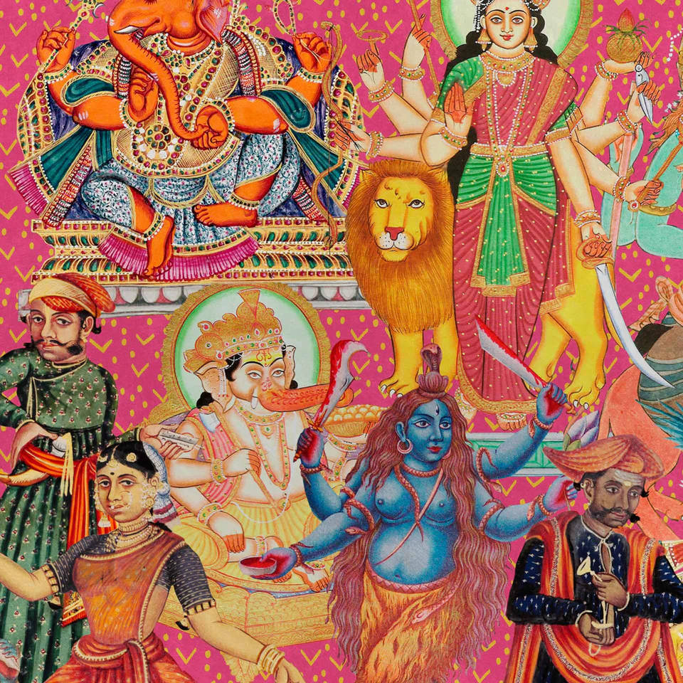 Enthralling Artwork Of All Hindu Gods Background