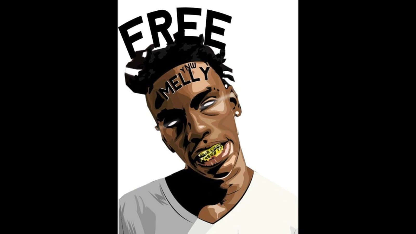 Enthralling Artwork Of Ynw Melly In Cartoon Style Background