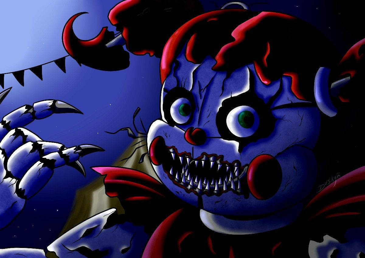 Enthralling Circus Baby With Glassy Eyes And Claw Background