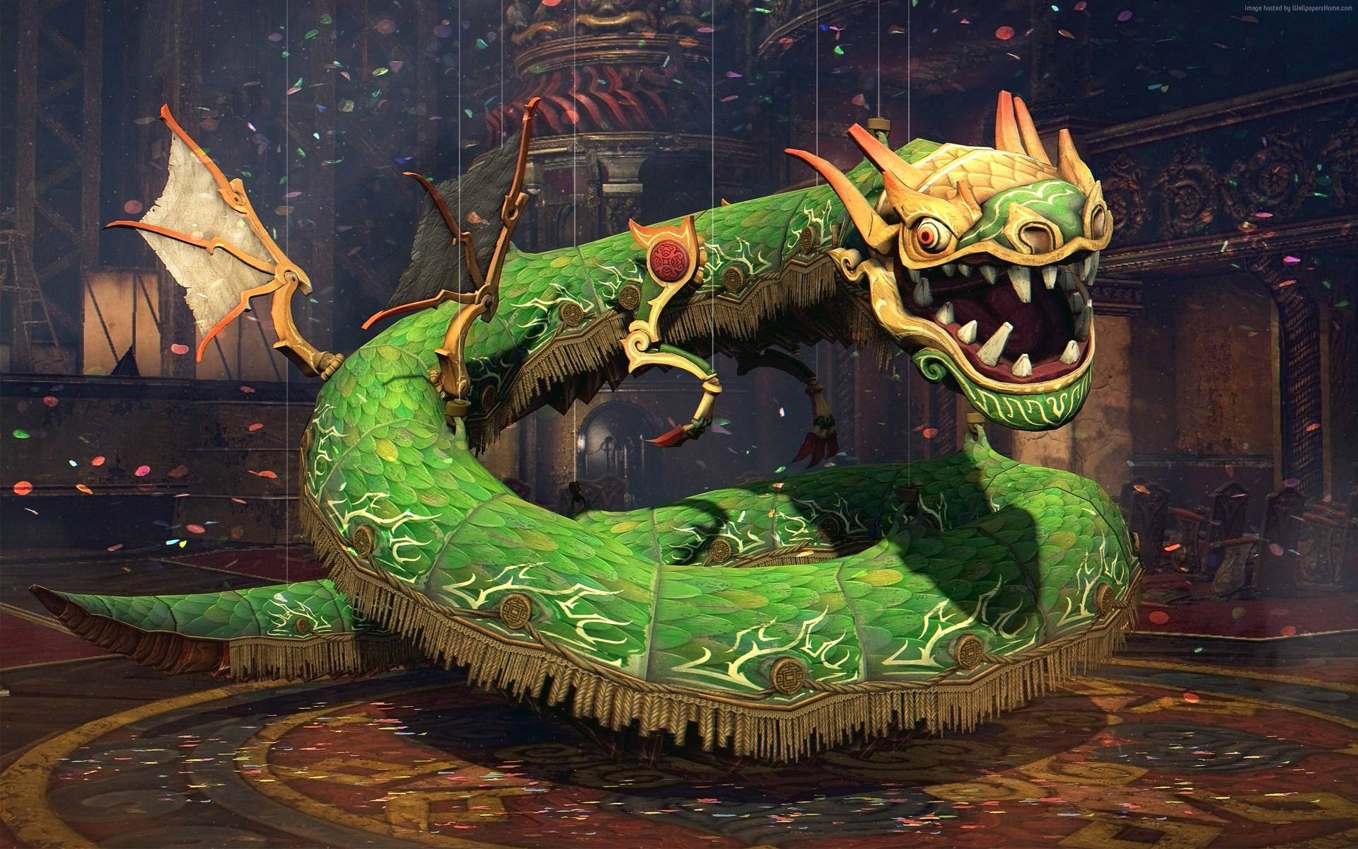 Enthralling Jade Green Japanese Dragon Gracing Pc Screen Background