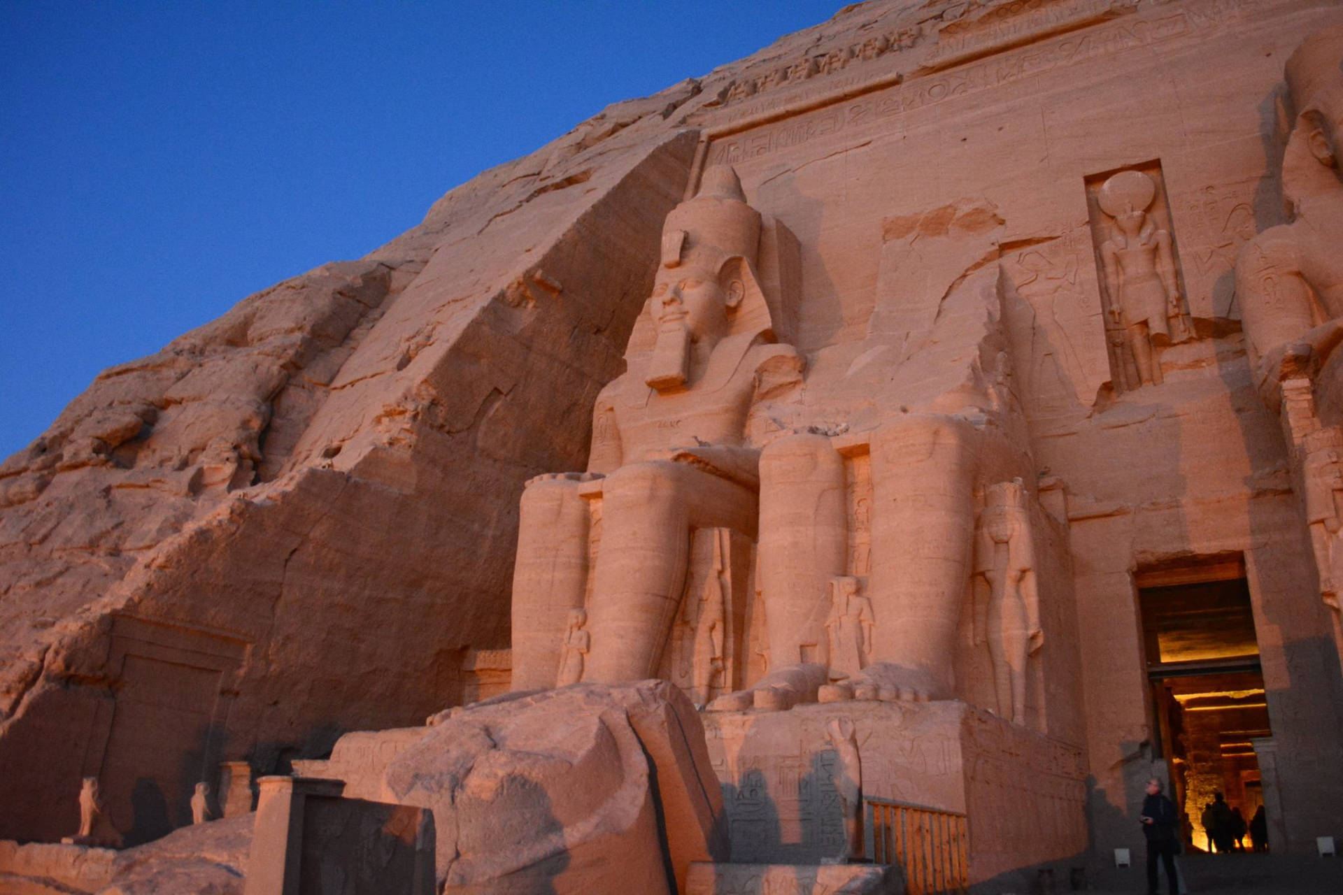 Entrance To The Great Temple Of Ramses In Abu Simbel Background