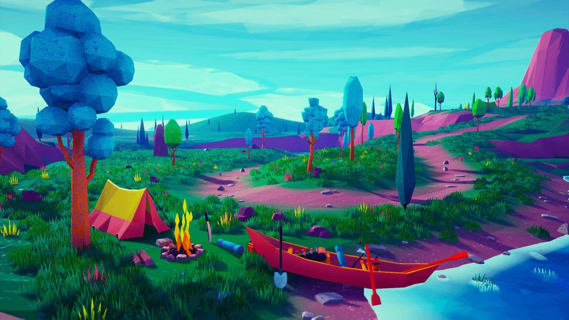 Environment Colorful Painting Campsite Background