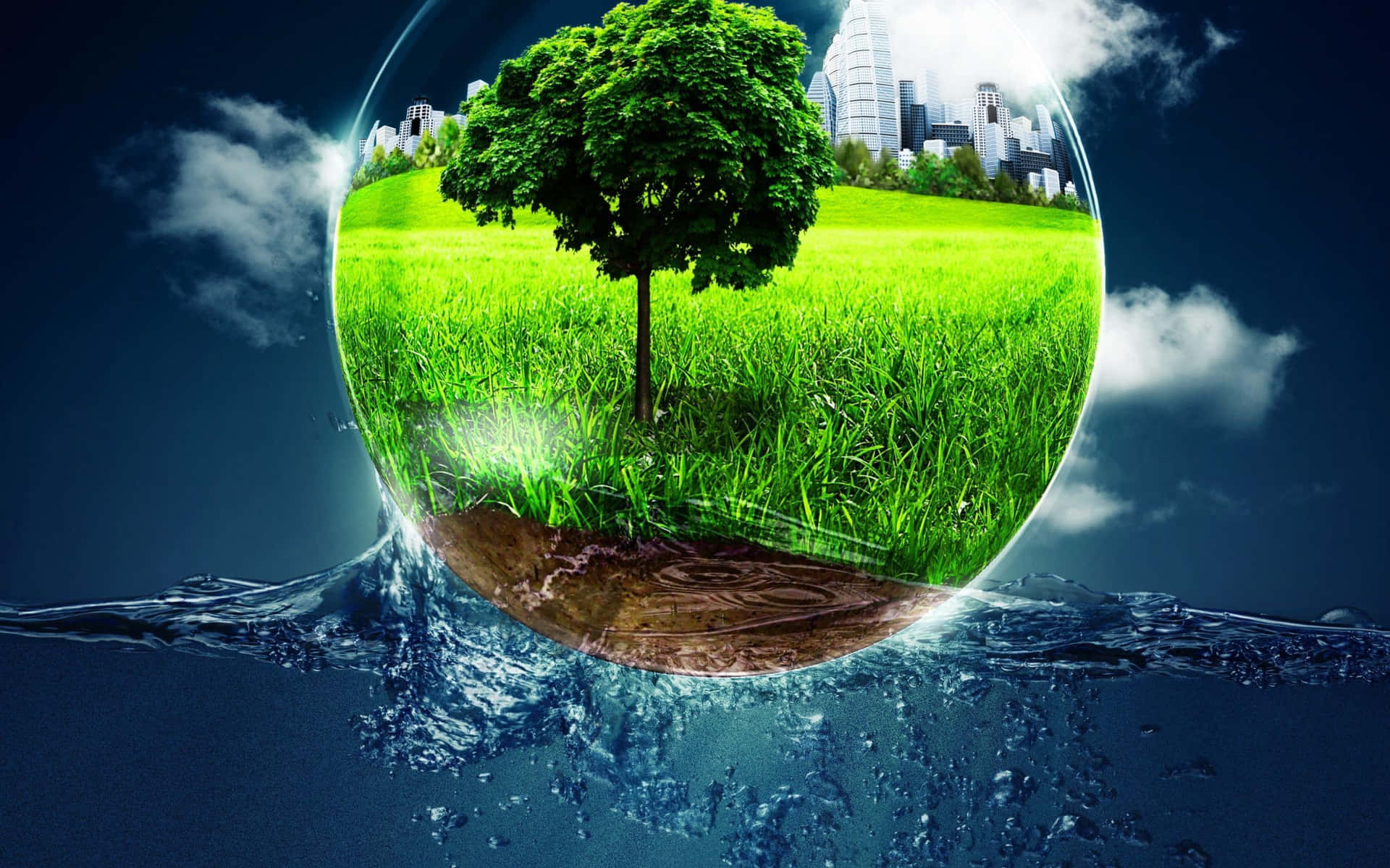 Environment Elements On Water Background