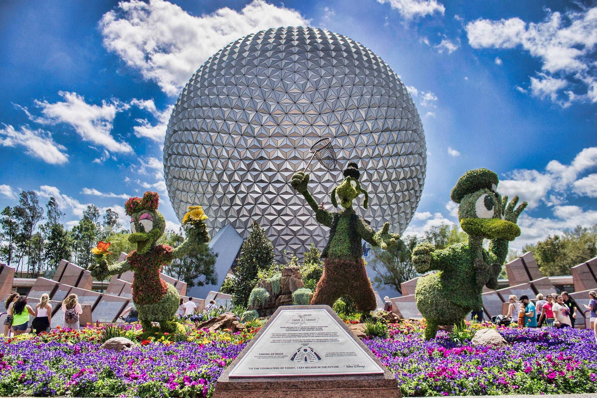 Epcot Center Topiary Disney Characters Background