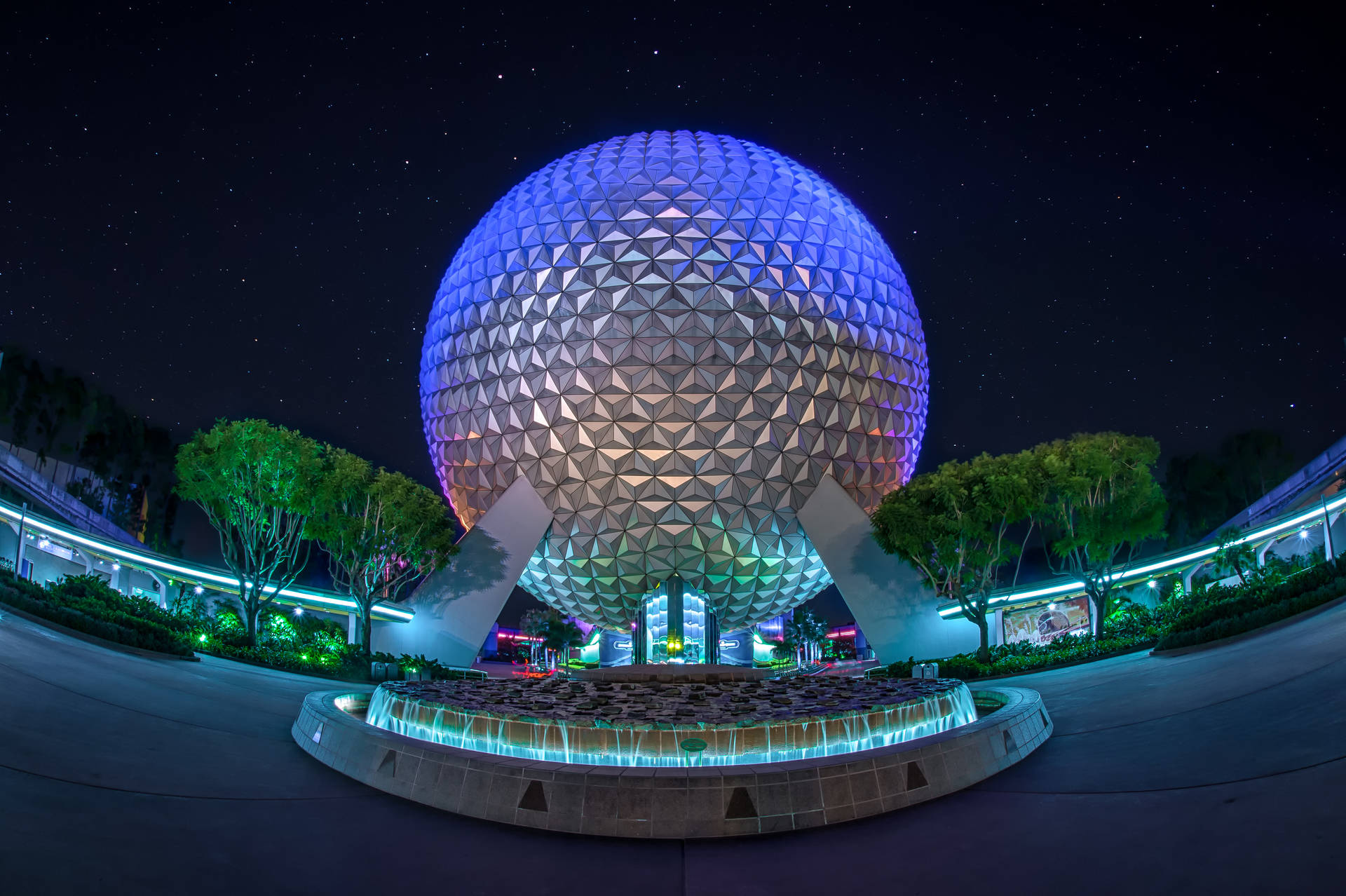 Epcot Globe And Starry Sky Background