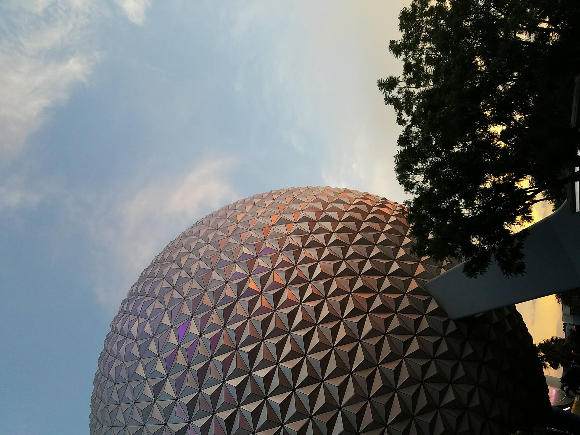 Epcot Globe During Sundown