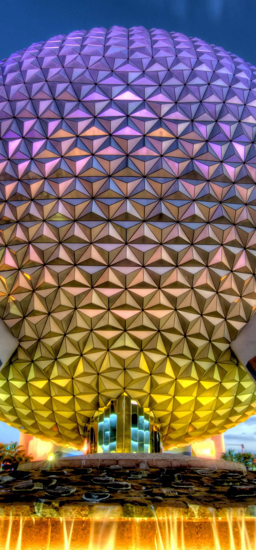 Epcot Globe With Tourists Background